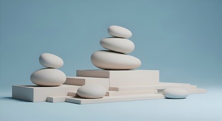 Elevated zen stones create a calming peaceful background for wellness brands and spa promotions
