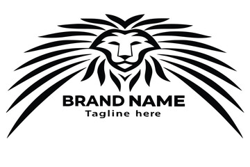 Striking Lion Head Logo with Dynamic Mane on White Background design