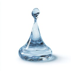 Clear Water Droplet Forming on a Smooth Surface with Reflection