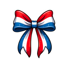 Patriotic Bow Red White and Blue Ribbon Graphic for Festive Designs on transparent background