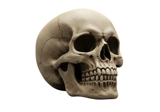 Human Skull Anatomy Detailed View on transparent background