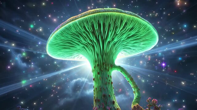 there is a mushroom that is growing out of a tree