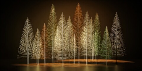 Elegant Christmas Trees on Dark Background, Holiday Season Greeting Card Design and Festive Decoration