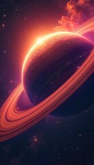 Majestic Gas Giant Swirling Atmosphere, Vibrant Rings, Extraterrestrial Wonder - Perfect for Sci-Fi, Fantasy, and Astronomy