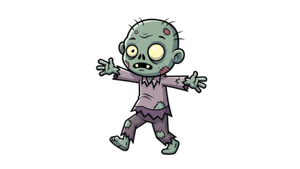 Cute Zombie Cartoon | Funny Halloween Walking Dead Character Vector Illustration
