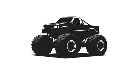 monster truck with large wheels and rugged tires silhouette © AL-AMIN