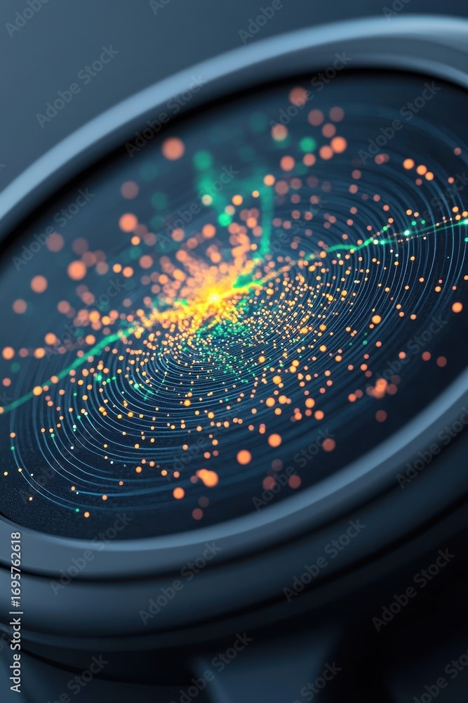 Poster glowing dots connect within digital networks. data transmission visual. abstract concept of 5g techn