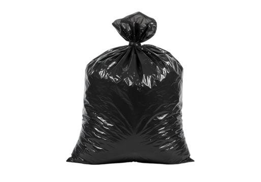 Black Plastic Trash Bag isolated on transparent background