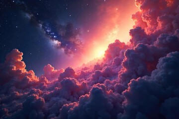Mesmerizing Cosmic Clouds Distant Starlight Illuminates Breathtaking Celestial Landscape, Perfect for Astronomy, Space Exploration, and Fantasy Art