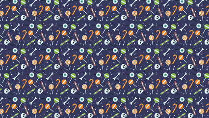 colorful halloween candy skull seamless pattern background vector design