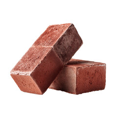 Png of two red bricks stacked together isolated on transparent background, showcasing their texture and color, ideal for construction or design projects