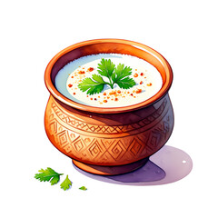 Delicious Creamy Indian Yogurt Dish Culinary Illustration on transparent background