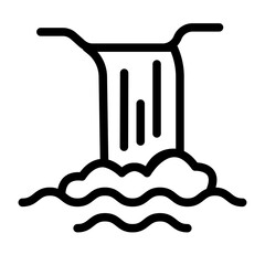 Gentle Flow Line Icon of Waterfalls Icon Set