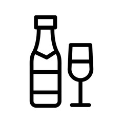 Wine & Glass Line Icon of Luxury Travel Icon Set