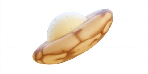 A studio shot of a Brazil nut is presented with a unique creamy topping, isolated on a white background.