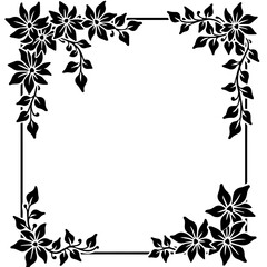 black and white floral frame, frame, floral, flower, vector, leaf, design, border, decoration, pattern, illustration, nature, plant, art, silhouette, ornament, vintage, tree, branch, card, black, spri