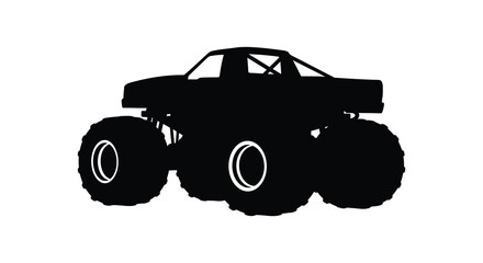 monster truck with large wheels and rugged design silhouette © AL-AMIN