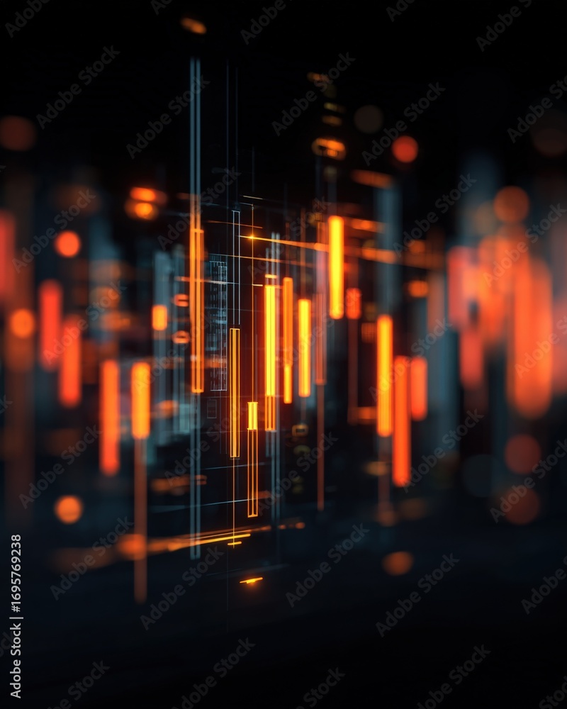 Poster abstract financial data visualization: candlestick chart representation for market analysis and inve
