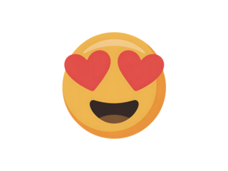 Smiling face with heart shaped eyes emoji on black background