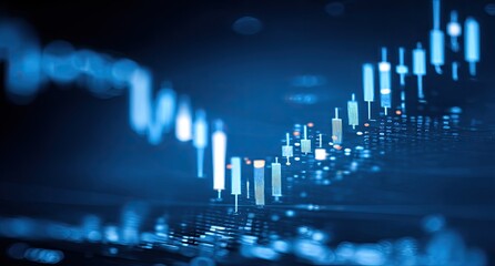 Abstract financial chart with rising candlestick patterns