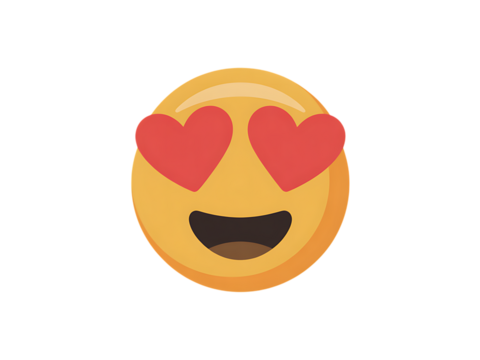 Smiling face with heart shaped eyes emoji on black background