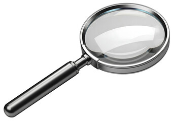 Magnifying glass with silver handle on a black background studio shot