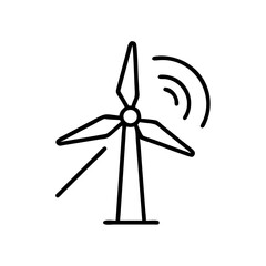 Wind turbine icon in minimalistic style with lines symbolizing motion  