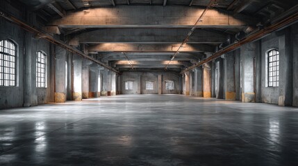 Empty industrial warehouse interior (2)