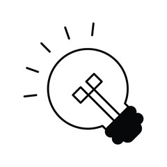 Light Bulb icon with white background vector stock illustration