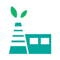 Eco Building with Striped Tower and Leaf