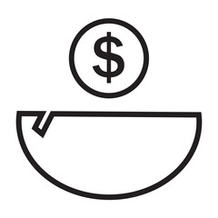 Bowl with Dollar line icon