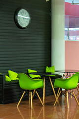 This is an image of a modern indoor space with a distinctive design