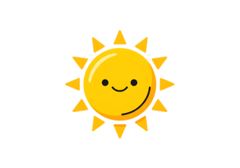 Cute smiling sun with rays illustration on a black background
