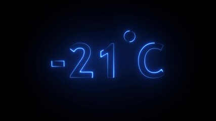 "Glowing -21°C Temperature Display in Bright Neon Blue on a Dark Background Representing Freezing Weather, Cold Climate Conditions, Digital Thermometer Interface, or Futuristic Icy Visual Aesthetics". - Powered by Adobe