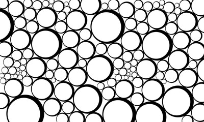 A pattern of circles with black outlines on a white background, Bubble Rebound stencil design for The Crafter's Workshop. Media, Paper Crafts, Fabric, Home Decor, and background.
