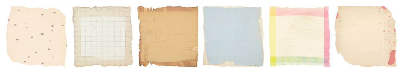 PNG Vintage torn paper textures collection, element set on transparent background