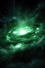 Green Spiral Galaxy Nebula