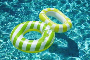 Inflatable pool rings on water