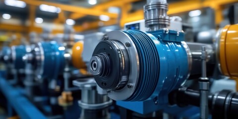 Close-up of industrial machinery, focusing on intricate mechanical components and systems.