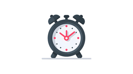 A black alarm clock with a white face showing the time as 10:30. The clock is set to go off at 10:30