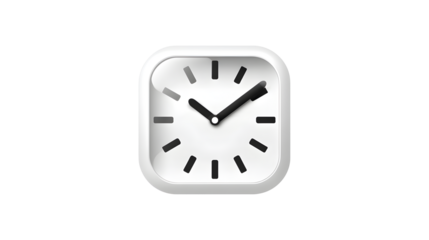 A white clock with black numbers and hands showing the time of 10:30