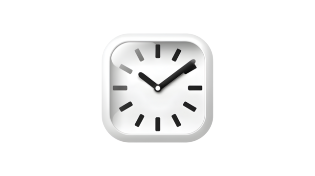 A white clock with black numbers and hands showing the time of 10:30