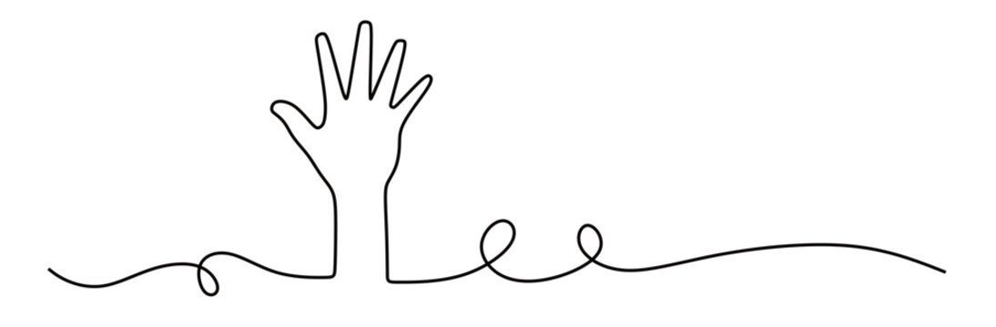 continuous line art of a hand. this icon is to support international volunteer day

 - Powered by Adobe