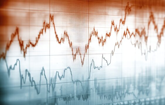 Stock market graphs with fluctuating lines