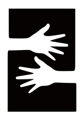 silhouette of a hugging hand. this icon is to support international volunteer day

