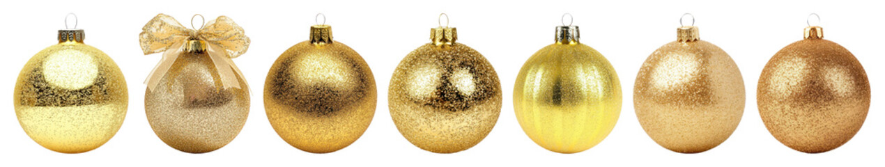 PNG Golden festive Christmas ornaments, element set on transparent background