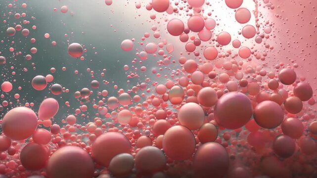 araffes of pink bubbles floating in a pool of water