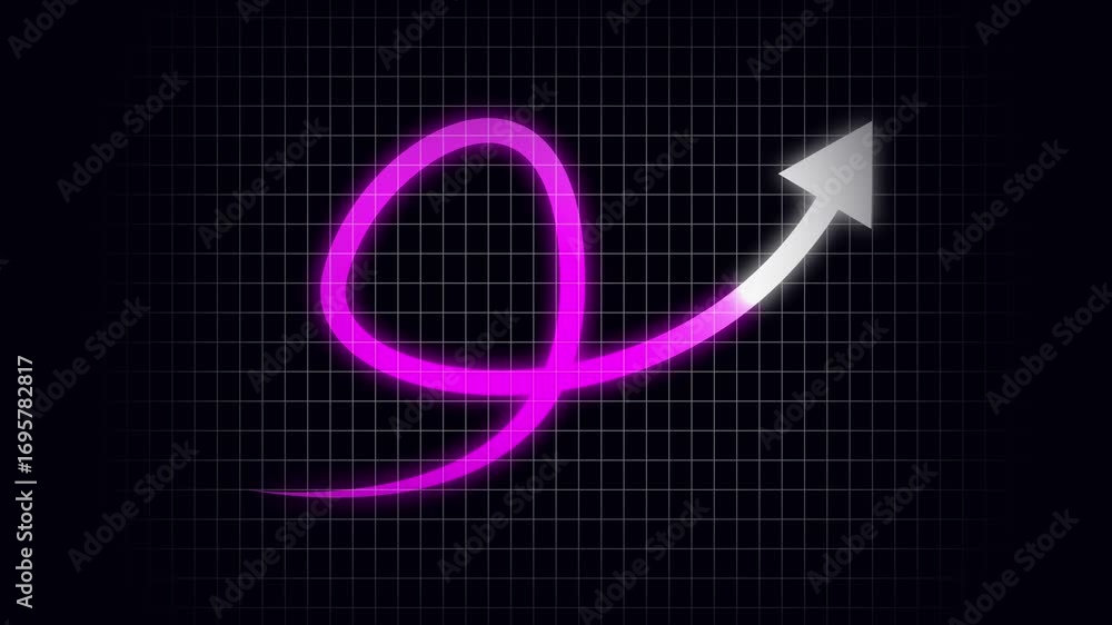 Poster neon purple arrow animation dynamic growth chart abstract background 4k ultra hd motion graphics. an