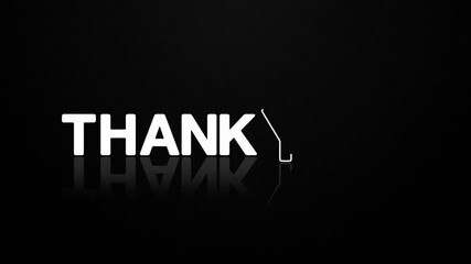animated jumping or bouncing ball of Thank you text word lettering typography glow neon reveal, Bright letters jump in the inscription theme video,motion seamless loop animation white type on black bg