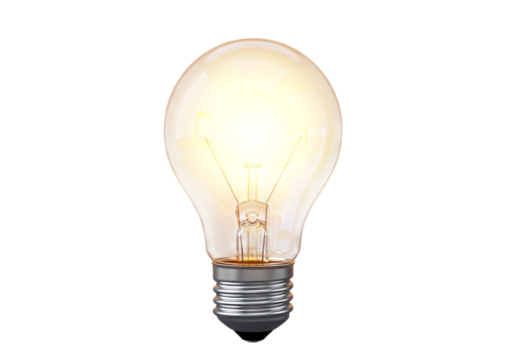 Glowing incandescent light bulb illuminating the darkness with bright warm light